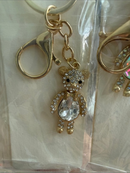 Accessories - Gold or Silver Crystal Bear Keychain Charm NWT
